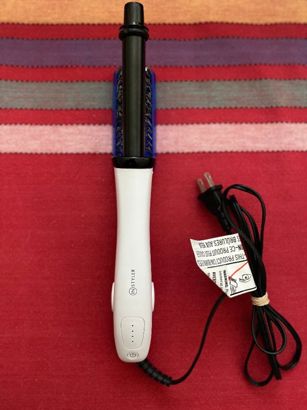 Instyler Rotating Iron White Blue Brush 3/4" Black Barrel IS2.1-1001-19